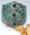 Byzantine And Zinnia Patina Brass Wide Graduated Cuff Bracelet - Chyroscolla