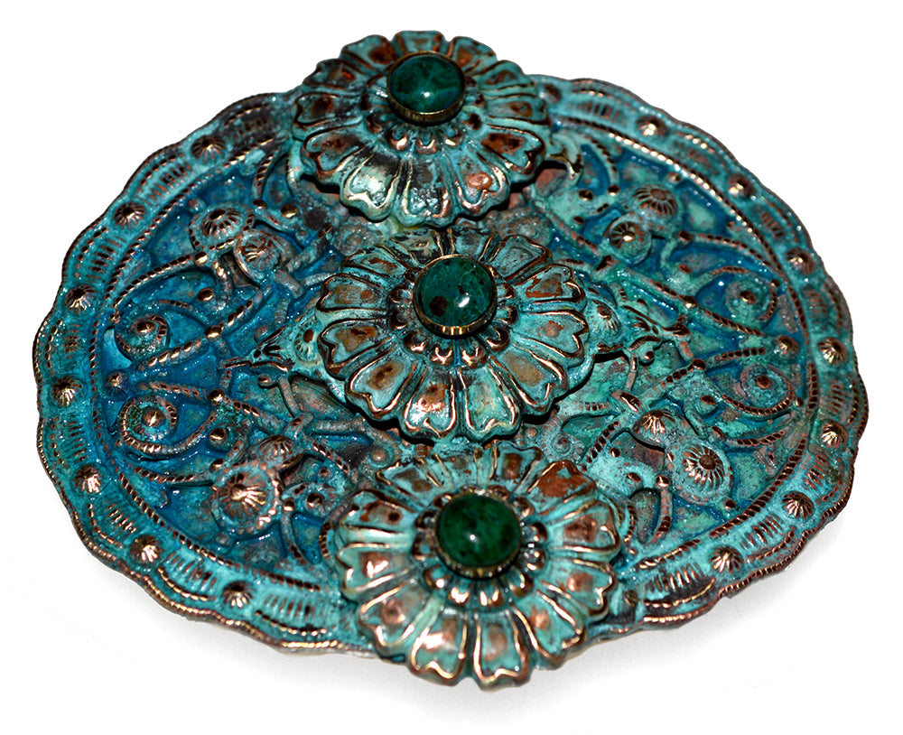 Byzantine And Zinnia Patina Brass Buckle - Chyroscolla