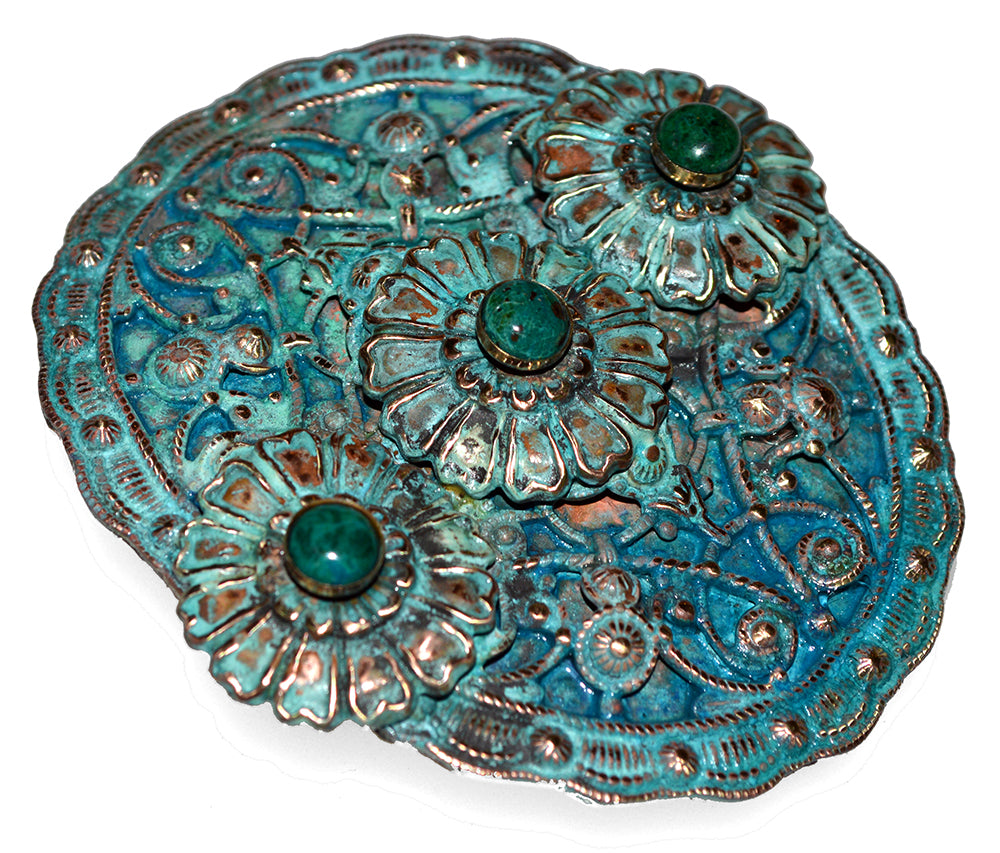 Byzantine And Zinnia Patina Brass Buckle - Chyroscolla